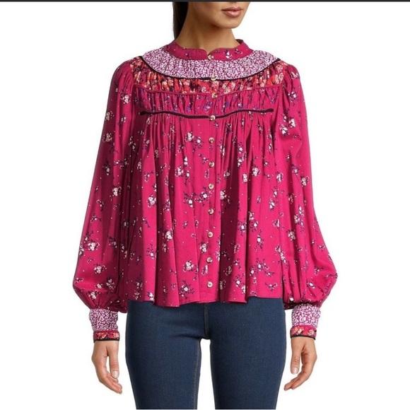 Free People Tops - Free People Paloma Printed Blouse Top Size M